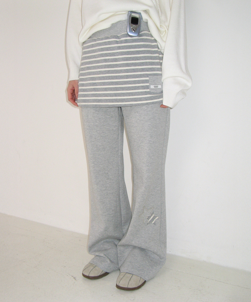 MINI POCKET STRIPE LAYERED PANTSKIRT GREY