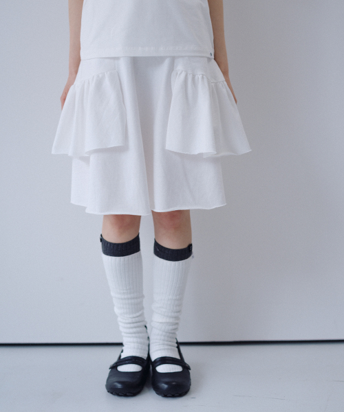 MUSINSA公式 | OHESHIO SHIRRING MIDI BANDING SKIRT, WHITE