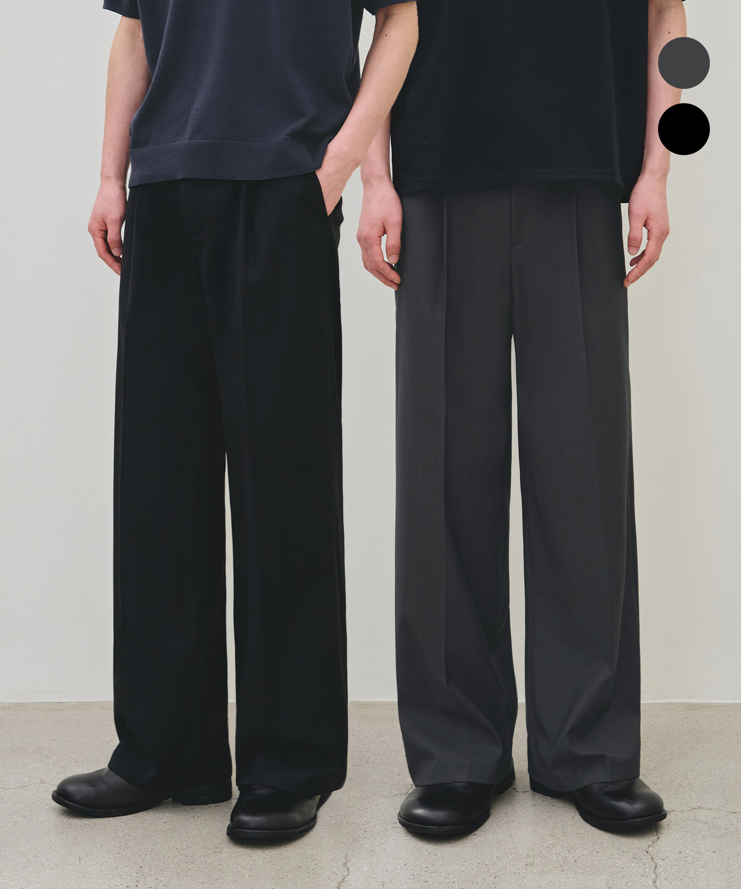 RELAXED ONE-TUCK WIDE SLACKS [ 2 COLOR ]