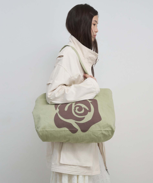 ROSE PATCH ECO BAG_GREEN