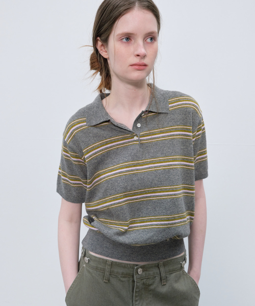 Multi stripe collar knit [FRSP06TN03]_Gray