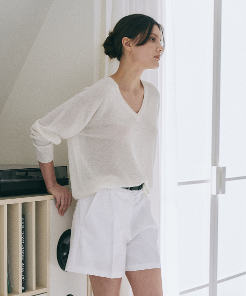 One Tuck Cotton Half Pants[LMBESUPT4504]-2color