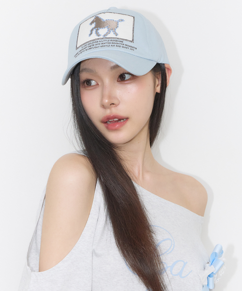 PONY PATCH BALL CAP BLUE