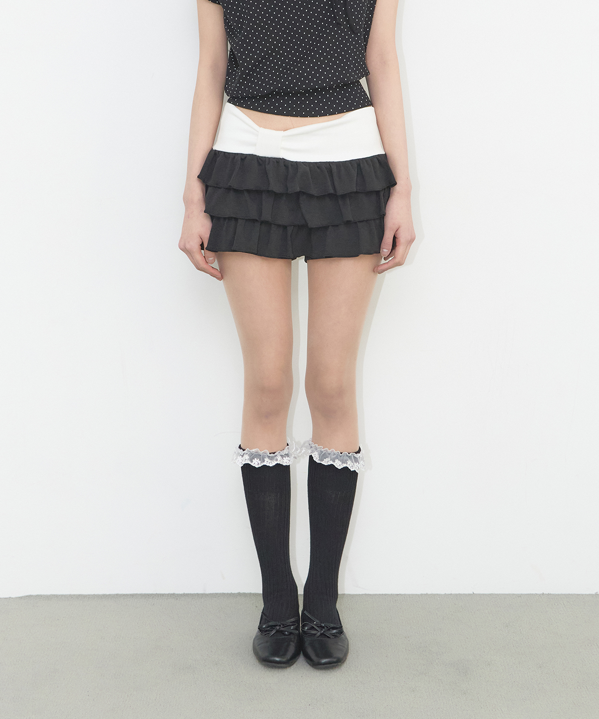 BOW CANCAN SKIRT PANTS BLACK