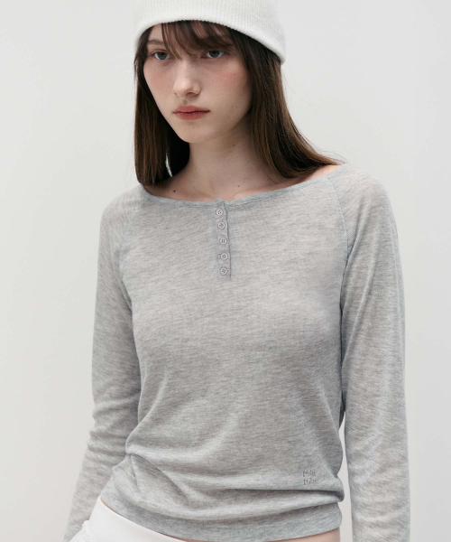 NUBASIC BACK SHIRRING T-SHIRTS M/GRAY