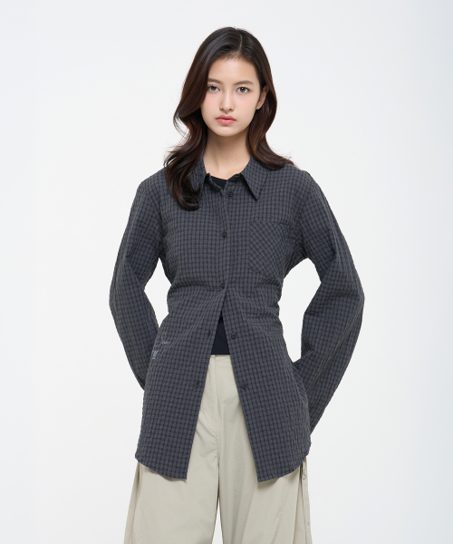 womens tie деталь клетка рубашка черный SDFIRCQ43BLK
