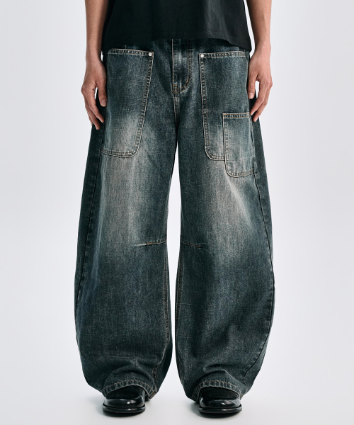 Джинсы бочонки утилитарные (Dark Blue)