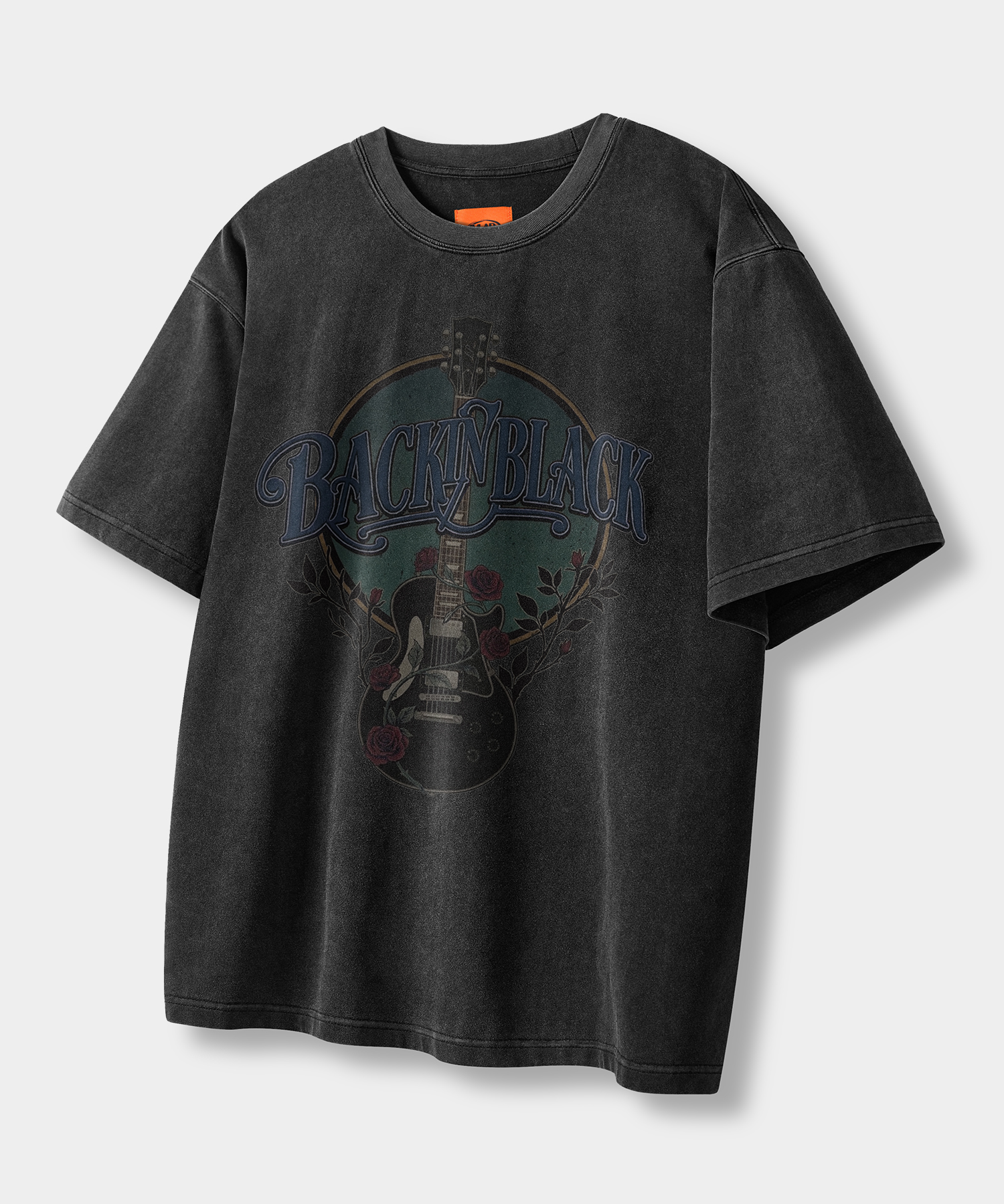 VLAD VINTAGE ROSE SEMI-CROP T-SHIRT_PIGMENT CHARCOAL