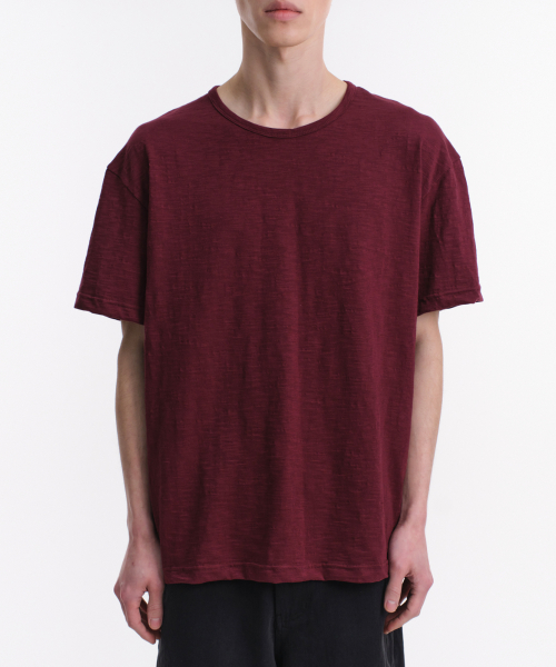 SLUB TEXTURE T-SHIRTS (BURGUNDY)