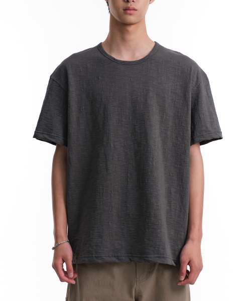 SLUB TEXTURE T-SHIRTS (CHARCOAL)