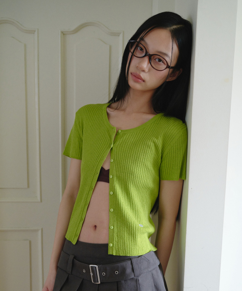 HALF KNIT CARDIGAN GREEN