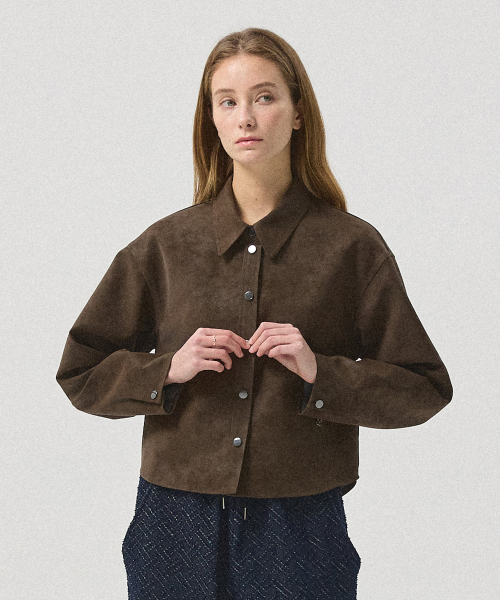 Arx Crack Faux Leather Shirt Jacket_BROWN