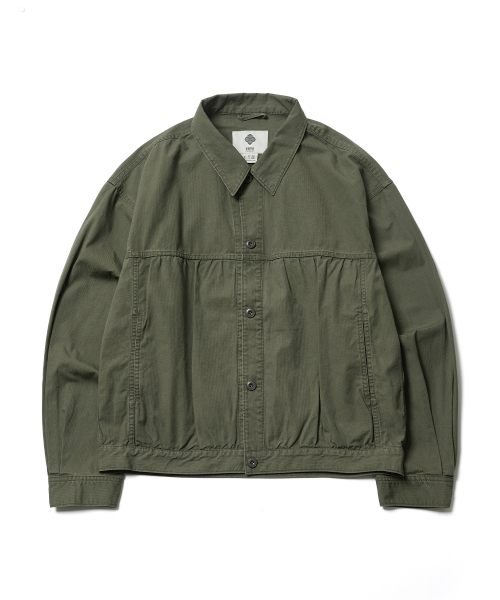 SHIRRING TRUCKER JACKET (OLIVE)