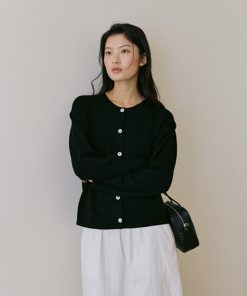Silk Wool Cardigan Black