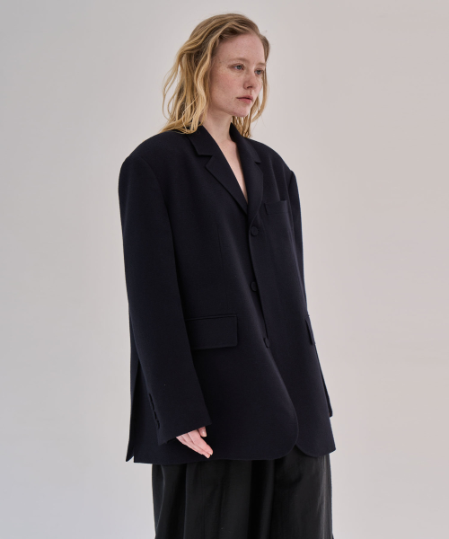 Твидовый блейзер oversize _ Navy