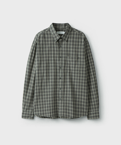 SEMI CROP CHECK SHIRT [ASH]