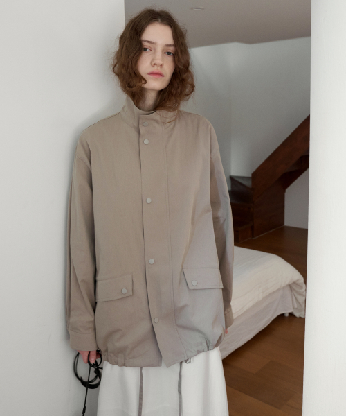 Куртка с воротником-стойкой на завязках Beige