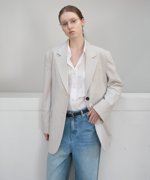 Однобортный жакет на двух пуговицах L/Beige