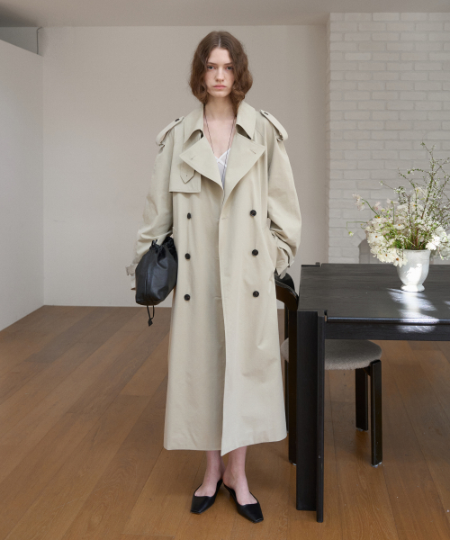 Двубортный тренч оверсайз Beige