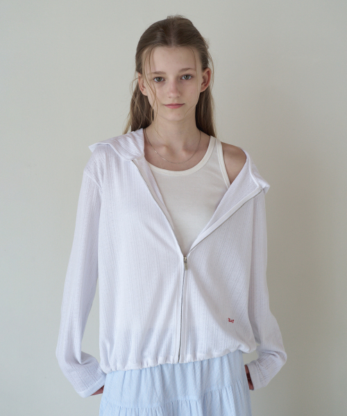 EYELET HOOD CARDIGAN_WHITE