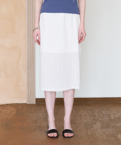 GAUZE MIDI SKIRT_WHITE