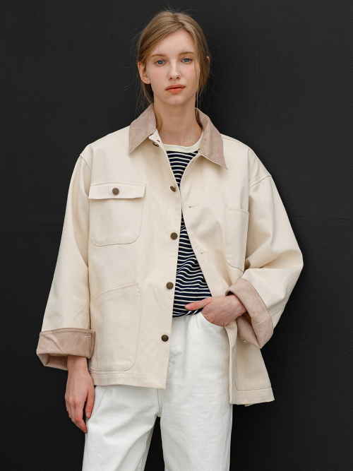 Замшевая рабочая куртка 4 pockets IVORY