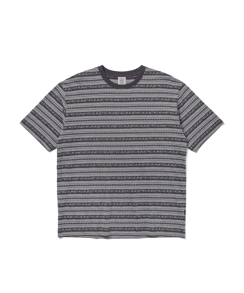 Y.E.S JACQUARD Полоска Футболка Уголь