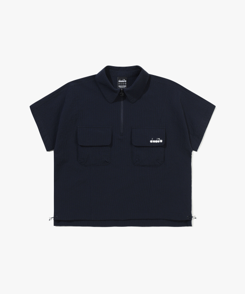 Женский анорак из жатки с коротким рукавом NAVY