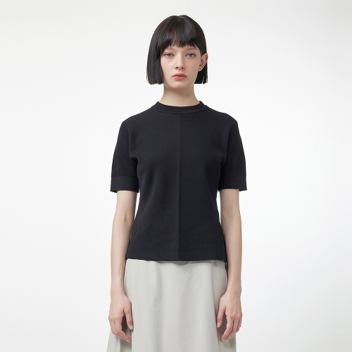 [WOMEN] Текстурный джемпер с коротким рукавом - Black HEW0002AKZBLK