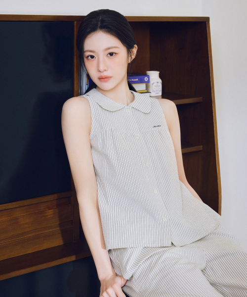Блузка без рукавов W ROUND COLLAR ivory