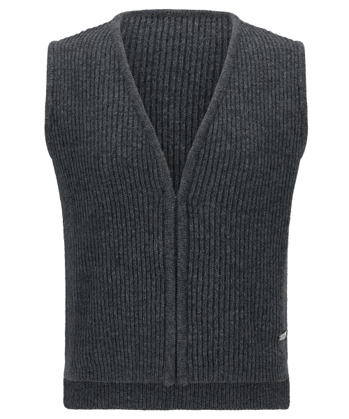 Минималистичный жилет в рубчик из кашемира (Charcoal)