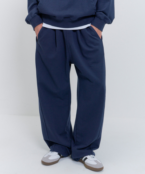 Широкие спортивные штаны с эффектом стирки (Navy)