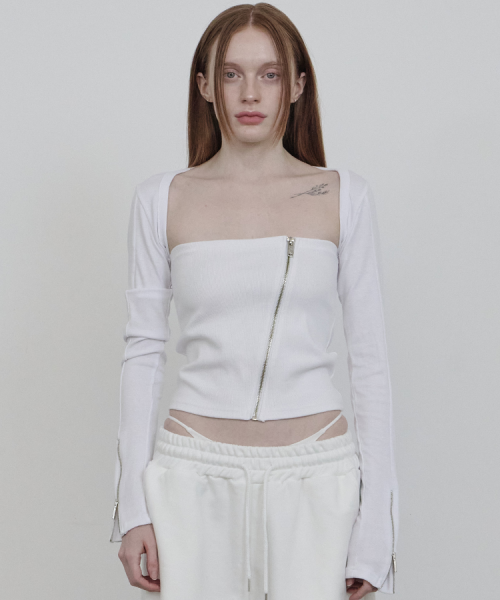HIPPIE SIDE ZIPPER BOLERO белый