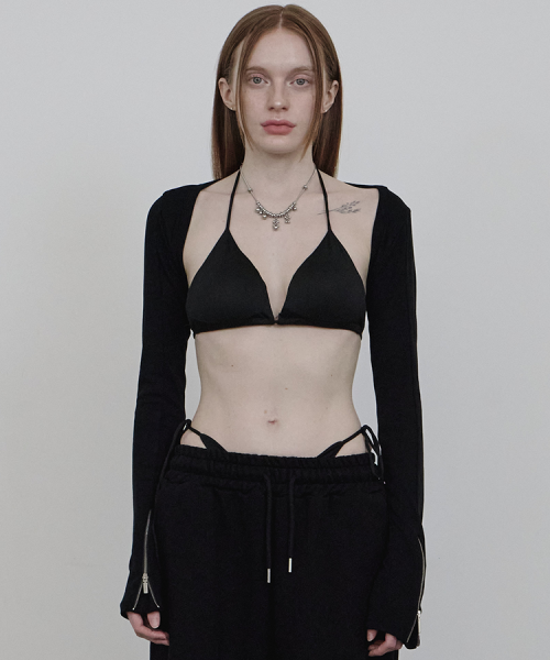 HIPPIE SIDE ZIPPER BOLERO черный