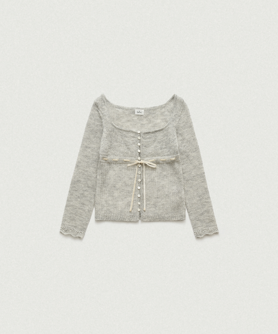 Velin галстук Mohair трикотаж Cardigan_Light серый