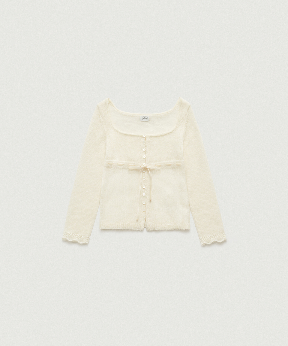 Velin галстук Mohair трикотаж Cardigan_Ivory