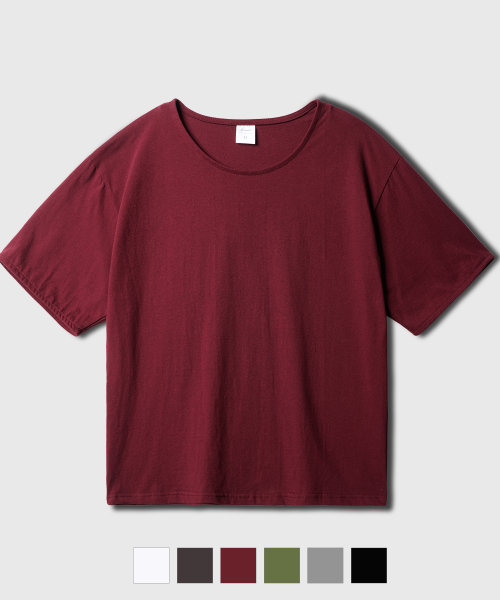 Boy Crop U-Neck Short Sleeve Redwine KJST2691