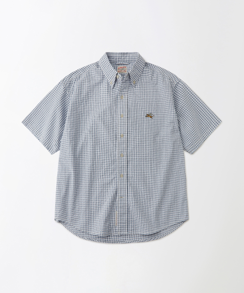 MIGHTY TIGER SEERSUCKER в клетку HALF SHIRT_BLUE в клетку