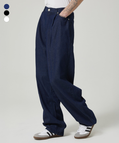 Широкие джинсы с одной складкой (3COLOR) (LRRMDDW317M)