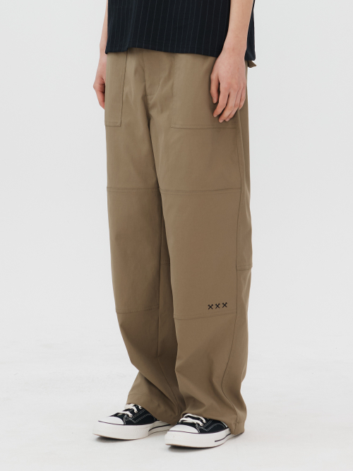 Широкие брюки карго оксфорд со стретчем (Khaki)