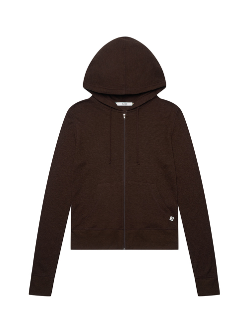 STITCH WAFFLE HOOD ZIPUP [коричневый]