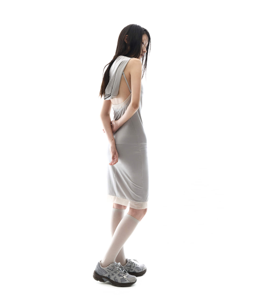 Flatseam Halter Midi Dress / Grey