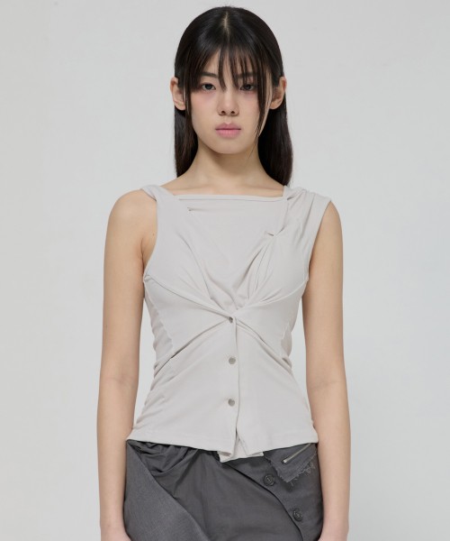 Asymmetric Snap Hoodie (FL-133_Cloud White)