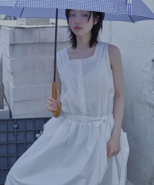 COTTON EYELET DRESS - WHITE