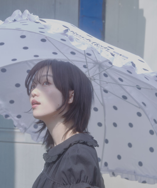 FRILLED DOT UMBRELLA LONG - WHITE DOTS