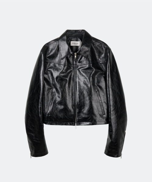 GLAZED LEATHER JACKET BLACK