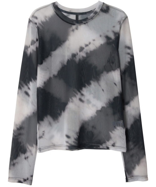 Sheer Mesh Long Sleeve (FL-142_Black&Cream)