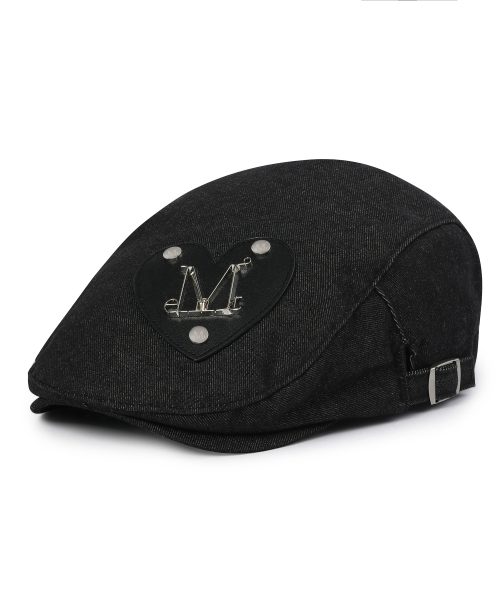 TIKI METAL LOGO HEART PATCH DENIM HUNTING CAP UNISEX