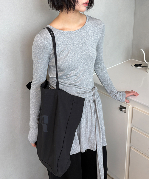 DROP WAIST FRILL LONG SLEEVE GREY