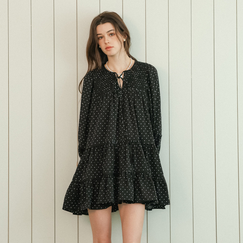 DD_Polka dot tiered mini dress_2color